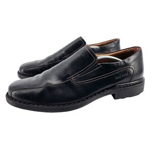 Josef Seibel Black Leather Loafers Men EU 47 US 13 Comfort Slip On Shoes